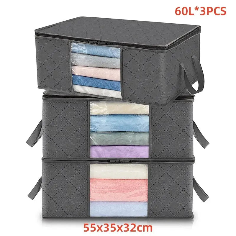 Large Capacity Clothes Storage Bag Organizer With Reinforced Handle Pleasant Product Express Inc