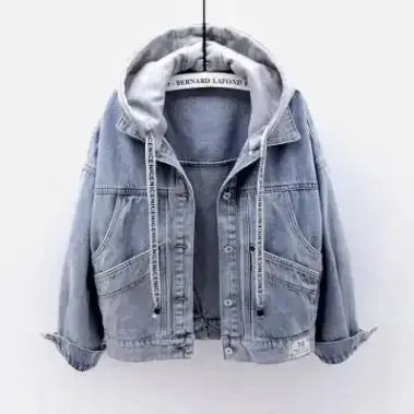 Women's Denim Coat Hooded Single Breasted Button Jackets Pleasant Product Express Inc