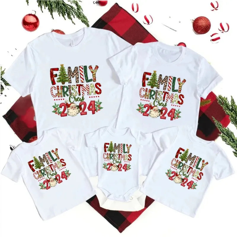 Christmas Day Set Family Crew Print Matching Outfits