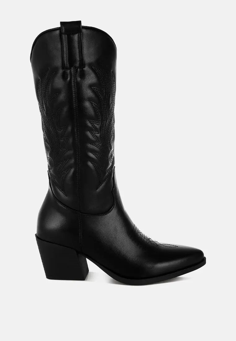 Saguaro Faux Leather Long Cowboy Boots-0