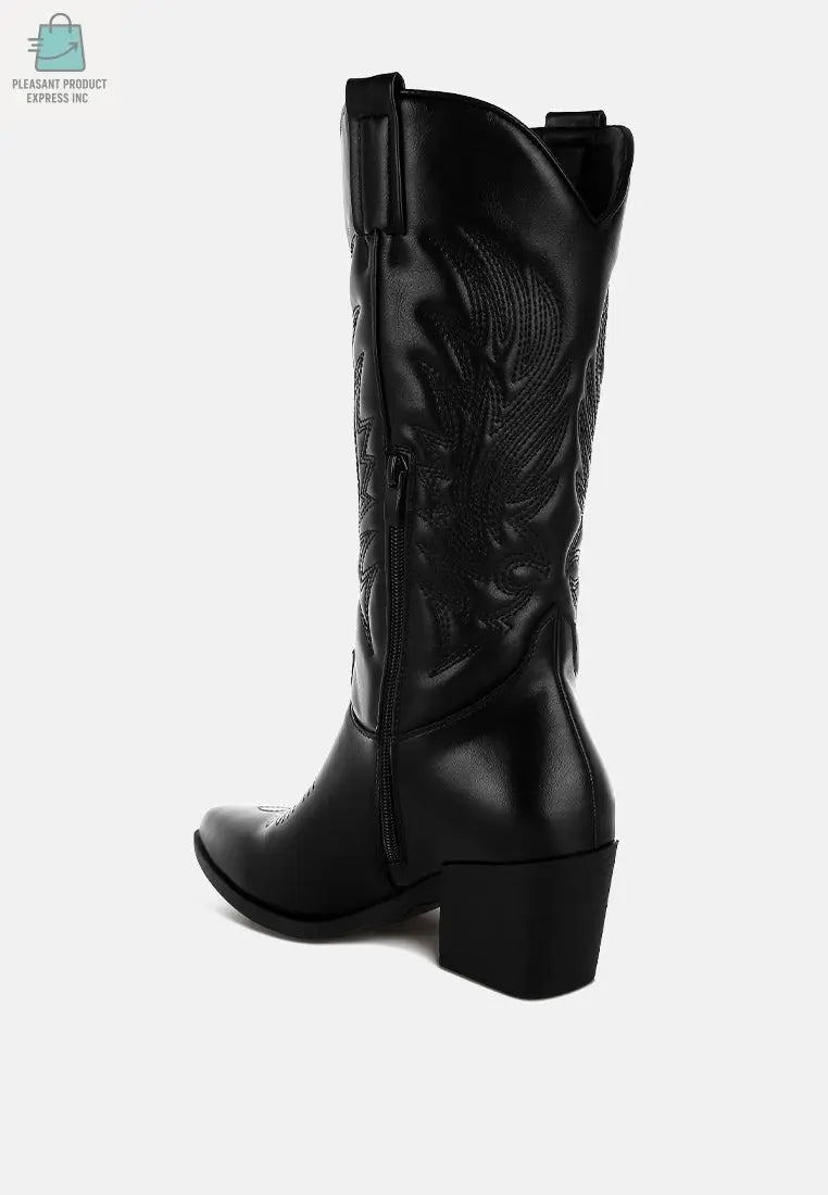 Saguaro Faux Leather Long Cowboy Boots-3