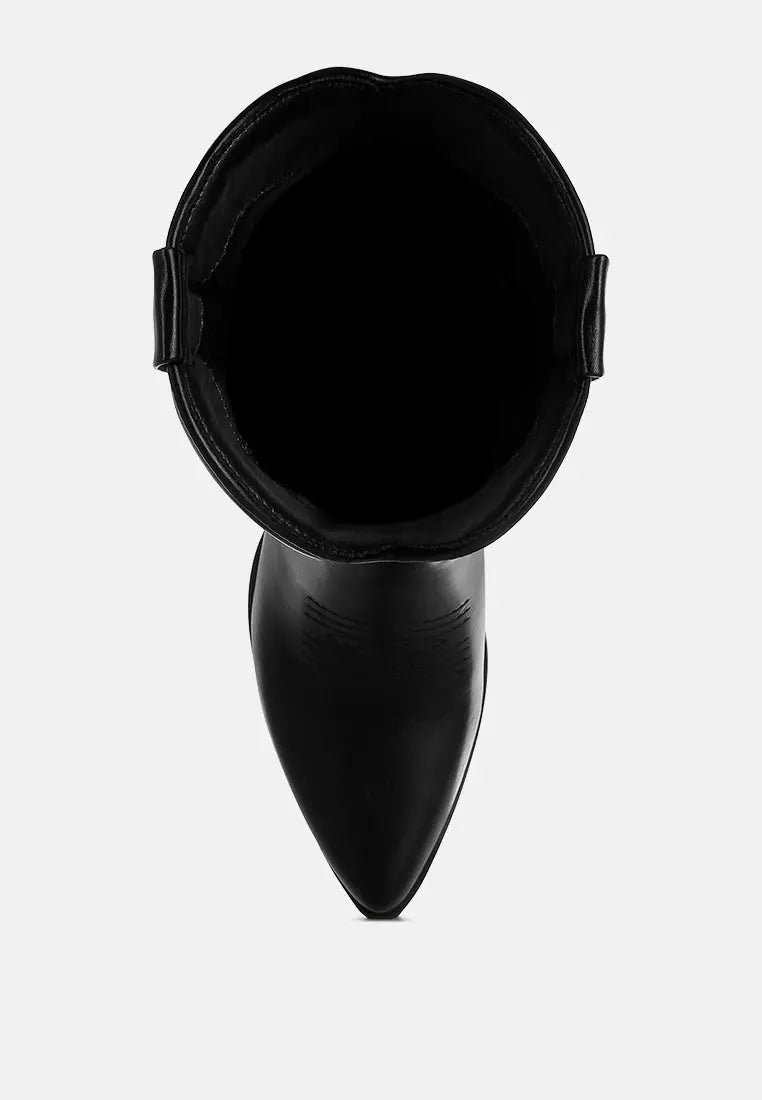 Saguaro Faux Leather Long Cowboy Boots-4