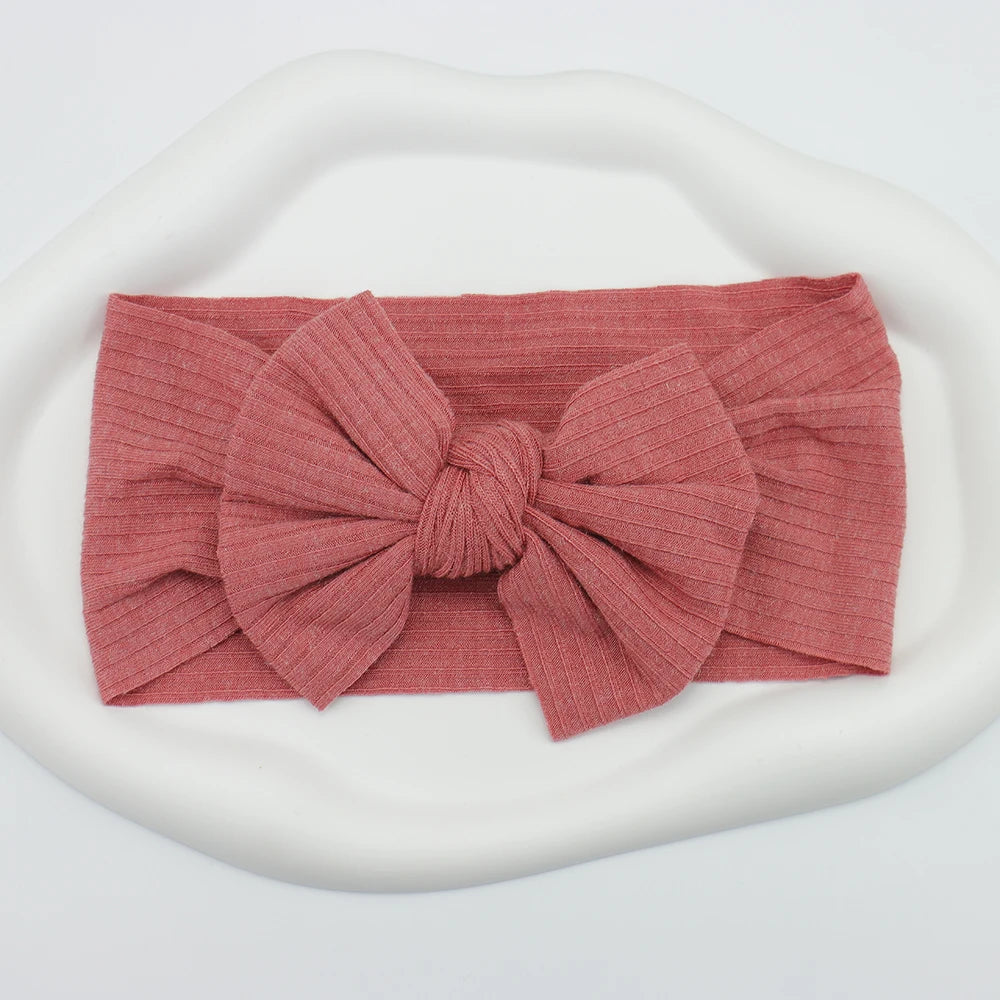 3Pcs/Lot Knit Baby Headband Bow Newborn Elastic Soft Nylon