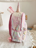 Sequin Cute Pink Unicorn Lightweight Large Capacity Girl Backpack