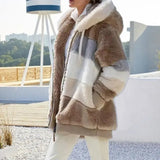 Jacket for Women  Plush Pocket Hooded r Loose Lady Outerwear Coat Pleasant Product Express Inc