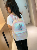 Sequin Cute Pink Unicorn Lightweight Large Capacity Girl Backpack