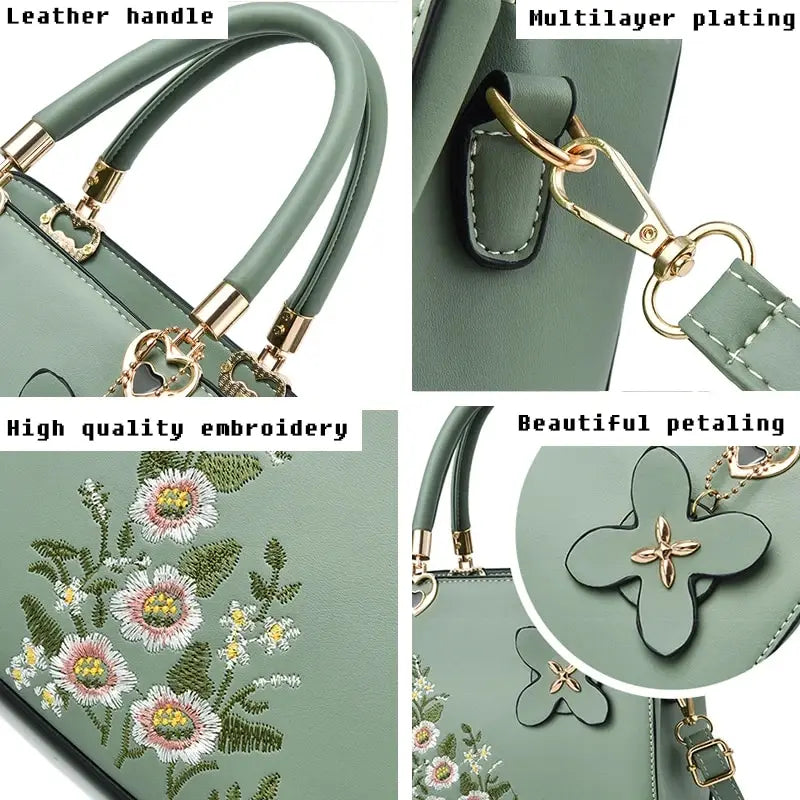 Women Embroidery  Fashion Handle Bag Large Capacity