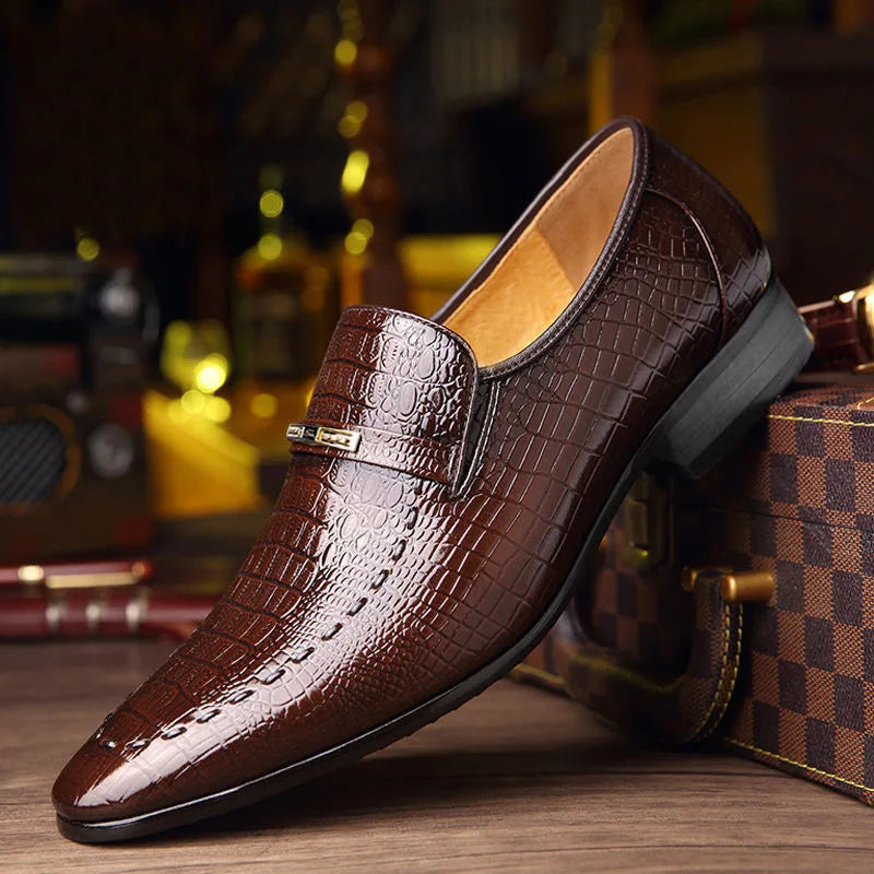 Leather Shoes Men Luxury Crocodile Pattern - Pleasant Product