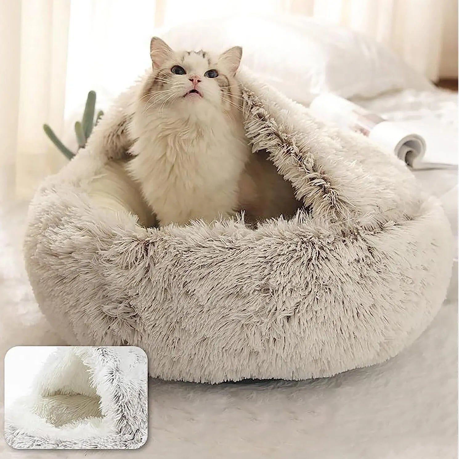 Soft Plush Pet Bed with Cover - Pleasant Product