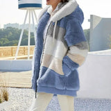 Jacket for Women  Plush Pocket Hooded r Loose Lady Outerwear Coat Pleasant Product Express Inc