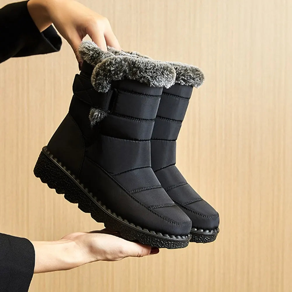 Waterproof Winter Faux Fur Long Platform Snow Warm Cotton Couples Shoes Plush Woman Ankle Boots