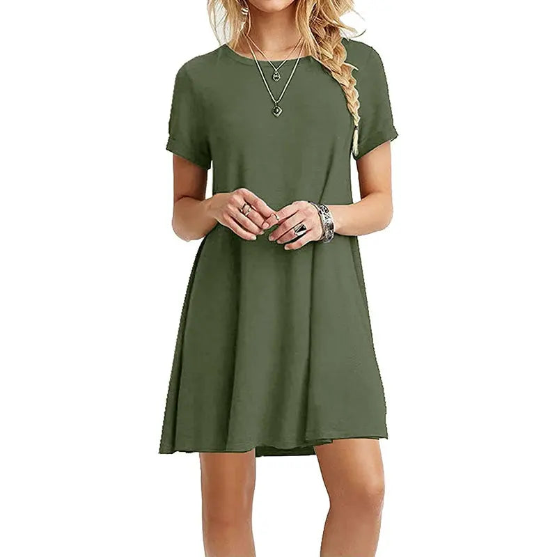 Vintage O Neck Print Loose Mini Dress Pleasant Product Express Inc