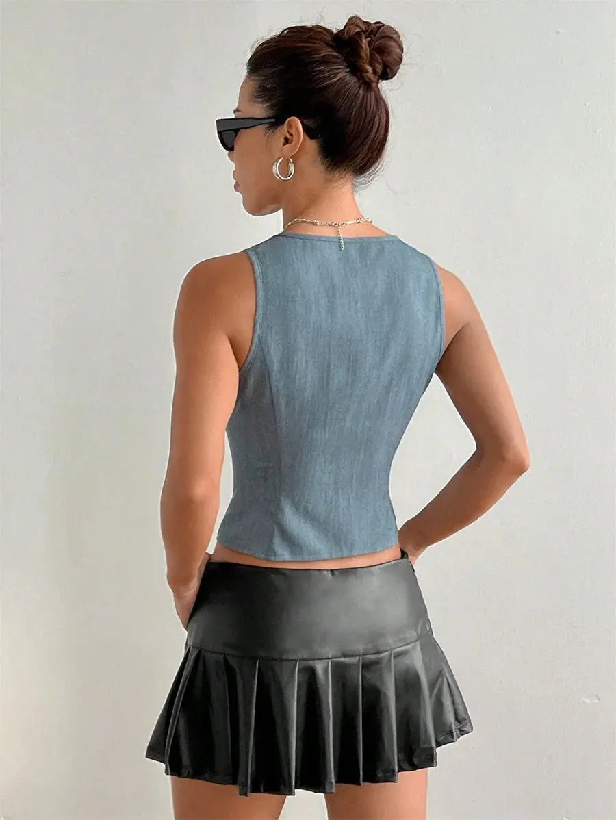 V-neck Lace Up Tops Women's Summer Streetwear Fashion Crop Top Pleasant Product Express Inc