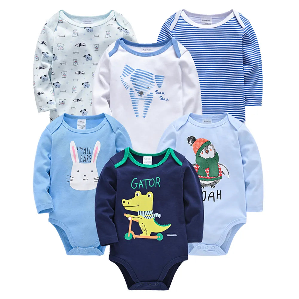 Baby Boys Girls Bodysuit 6 PCS & 3 PCS Long Sleeve 100% Cotton