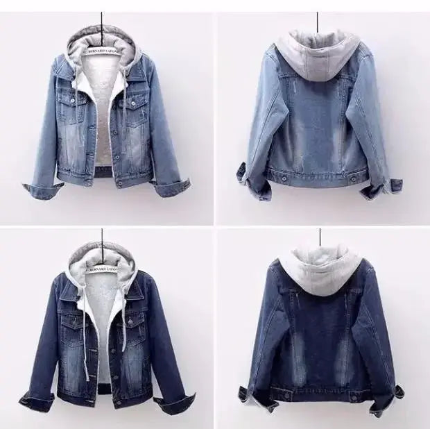 Women's Denim Coat Hooded Single Breasted Button Jackets Pleasant Product Express Inc