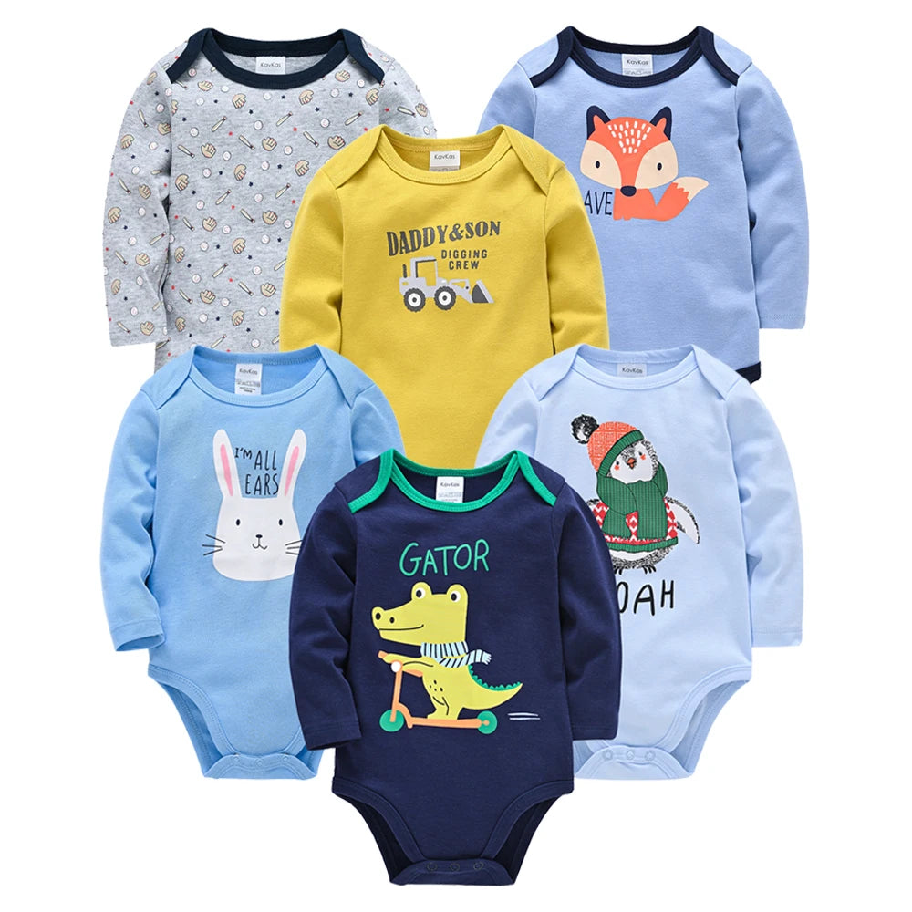 Baby Boys Girls Bodysuit 6 PCS & 3 PCS Long Sleeve 100% Cotton