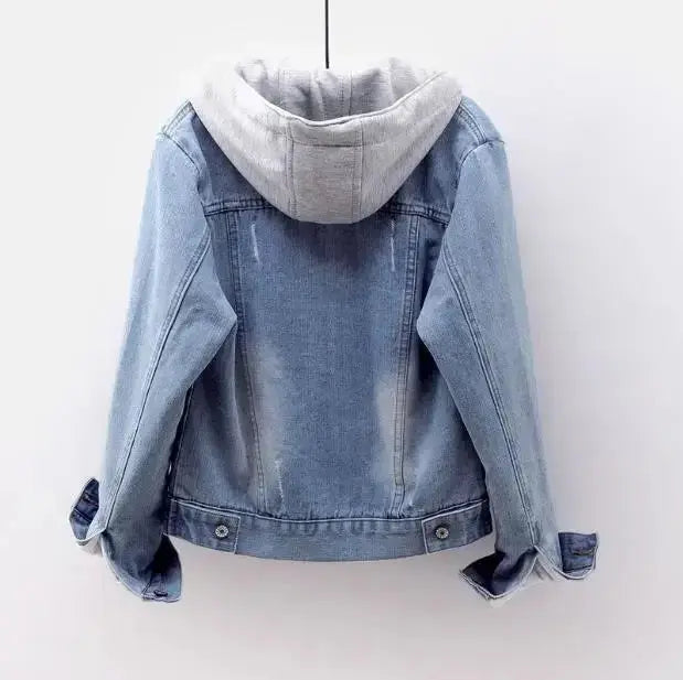 Women's Denim Coat Hooded Single Breasted Button Jackets Pleasant Product Express Inc