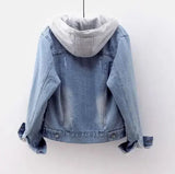 Women's Denim Coat Hooded Single Breasted Button Jackets Pleasant Product Express Inc