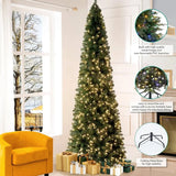 Artificial Christmas Tree with 1102 Branch Tips, 350 Warm Lights and Metal Stand 34" wide