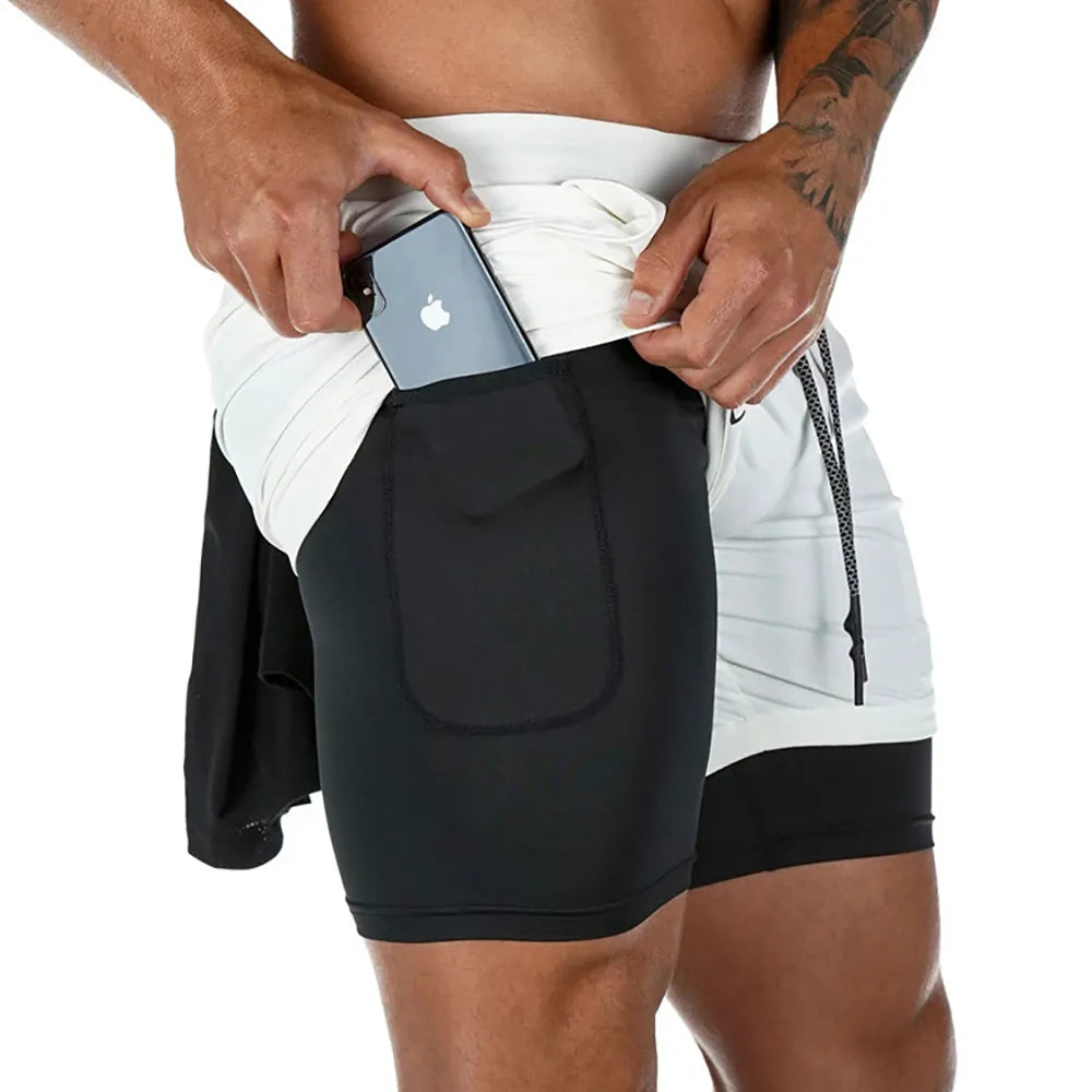 Men Running Shorts 2 In 1 Double-deck Sport Shorts - Pleasant Product