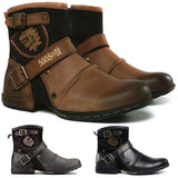 Men's Shoes Boots Warm Leather Vintage Motorcycle Male Boots Riding