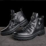 Men's Motorcycle Leather Boots British Style