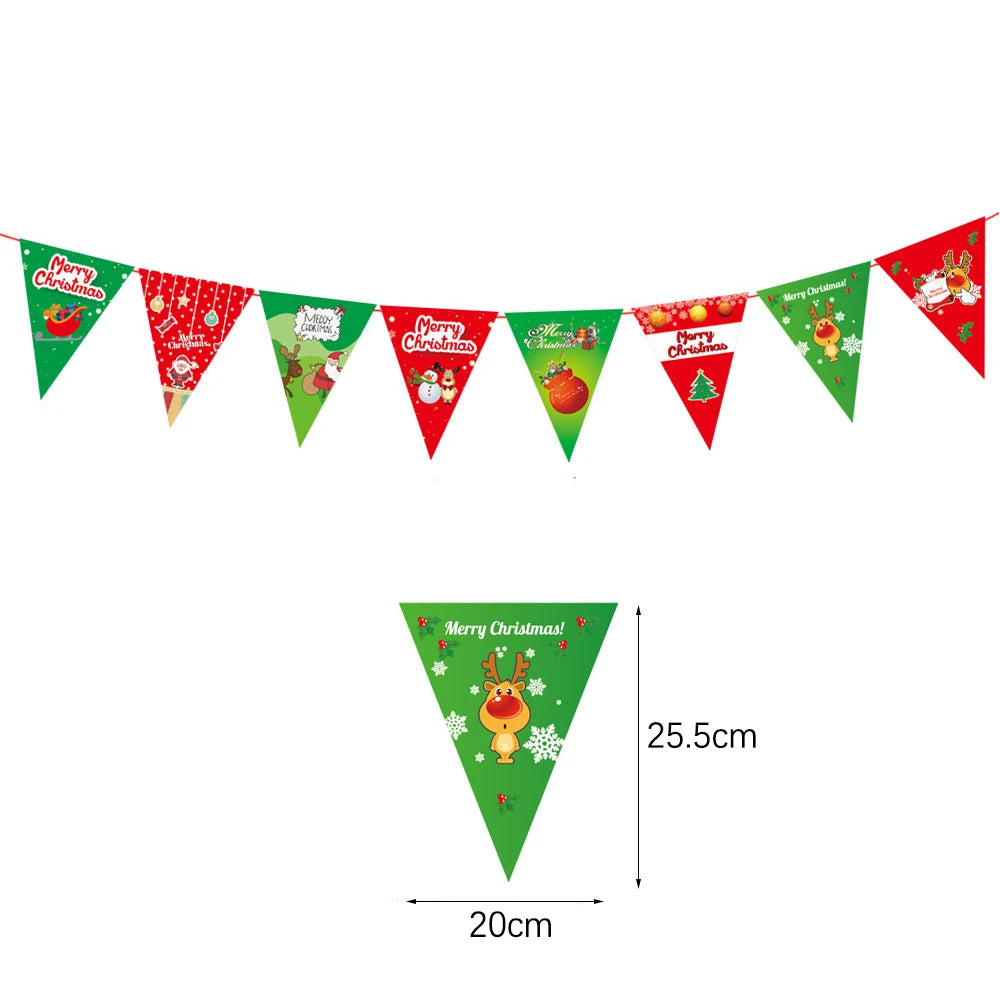 Merry Christmas Banners Decoration Santa Claus Snowman Paper Hanging