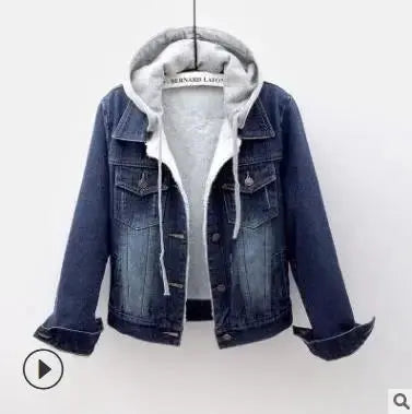 Women's Denim Coat Hooded Single Breasted Button Jackets Pleasant Product Express Inc
