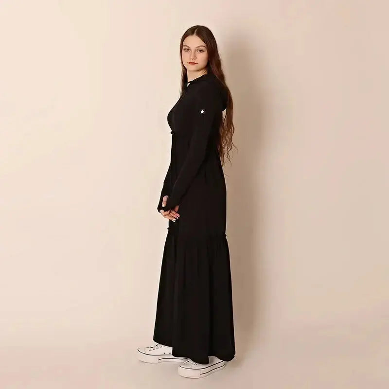 Woman Pullover Hoodie Maxi Dress with Zip Pleasant Product Express Inc