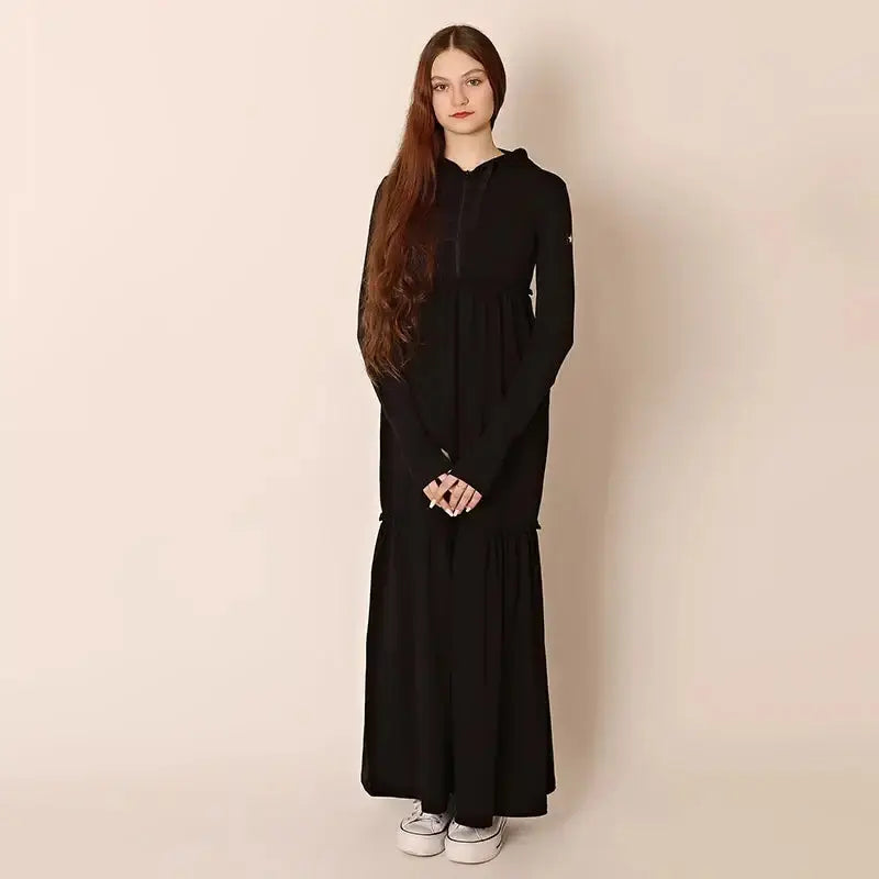 Woman Pullover Hoodie Maxi Dress with Zip Pleasant Product Express Inc