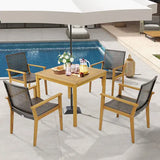 Set of 4 Outdoor Rattan Chair with Sturdy Acacia Wood Frame-Set of 4-1