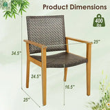 Set of 4 Outdoor Rattan Chair with Sturdy Acacia Wood Frame-Set of 4-2