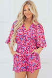 Sevyn Abstract V Neck High Waist Romper-0