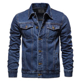 Solid Lapel Denim Jackets Fashion Motorcycle Jeans For Men