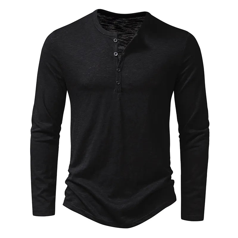 Men's Cotton Button neck Shirt Long Sleeve - Pleasant Product