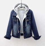 Women's Denim Coat Hooded Single Breasted Button Jackets Pleasant Product Express Inc