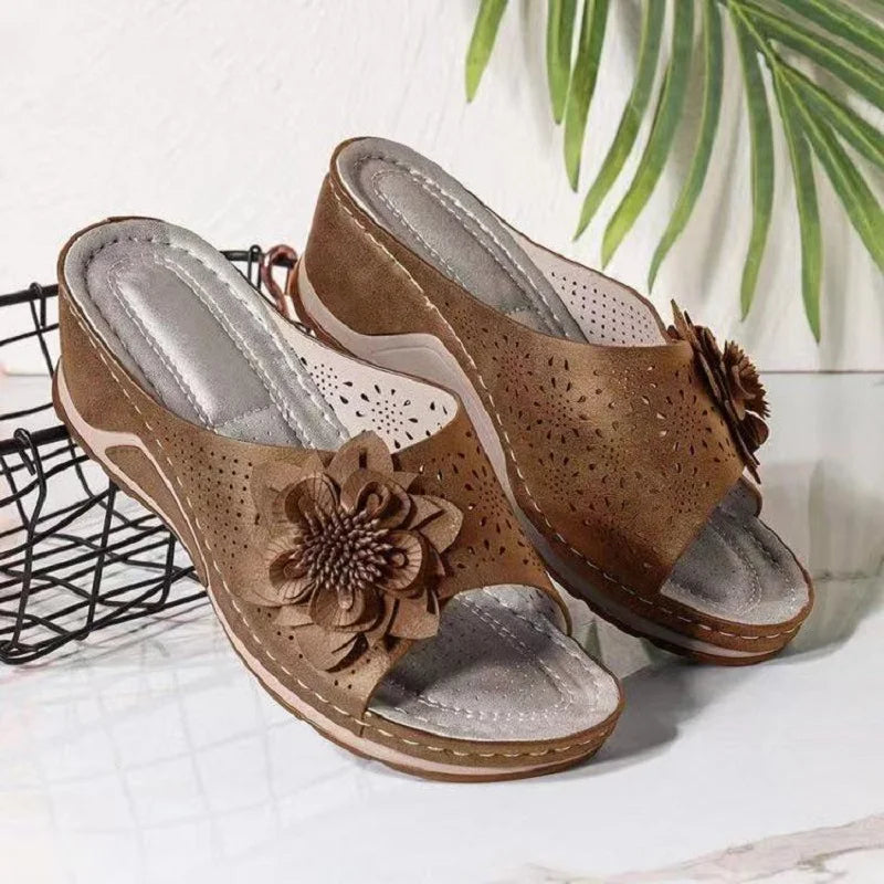 Casual Flower Hollow Wedge Beach  Women Shoes