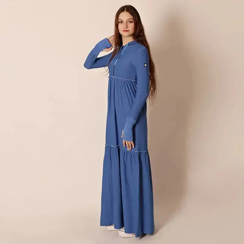 Woman Pullover Hoodie Maxi Dress with Zip Pleasant Product Express Inc