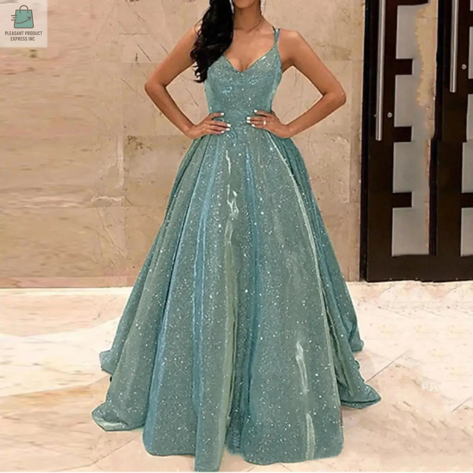 Sling Slim Dress Evening Dress Long Silk Dress for WomenPleasant Product