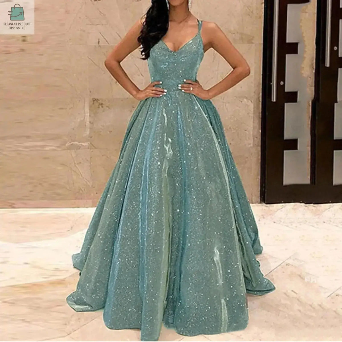 Sling Slim Dress Evening Dress Long Silk Dress for WomenPleasant Product