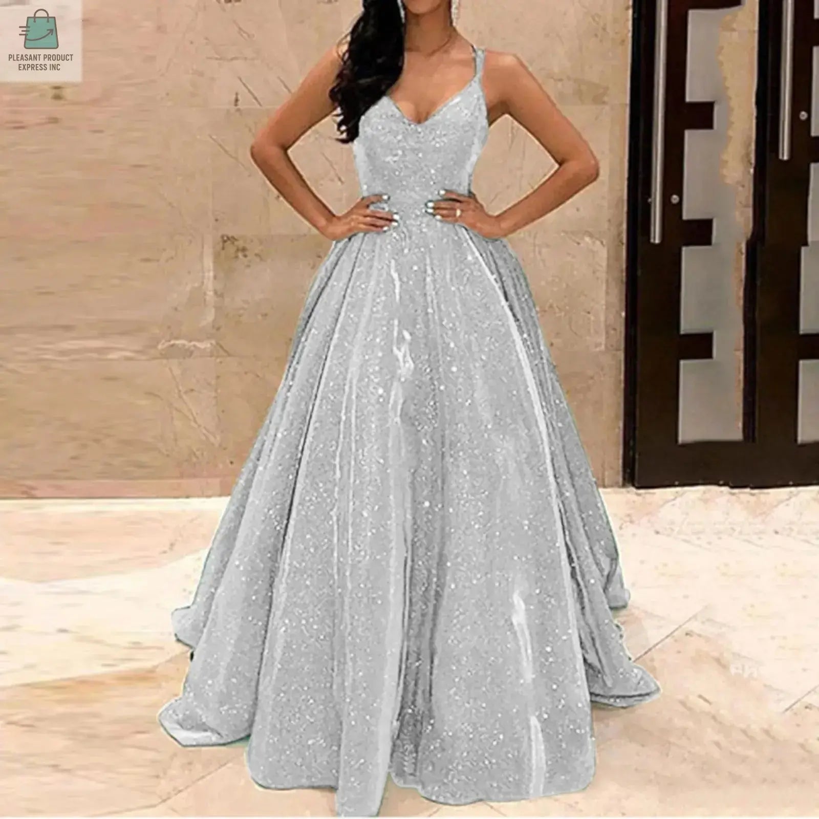 Sling Slim Dress Evening Dress Long Silk Dress for WomenPleasant Product