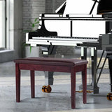 Solid Wood PU Leather Padded Piano Bench Keyboard Seat-Coffee-10