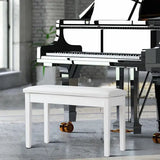 Solid Wood PU Leather Padded Piano Bench Keyboard Seat-Coffee-0