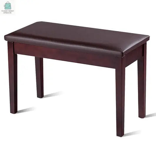 Solid Wood PU Leather Padded Piano Bench Keyboard Seat-Coffee-11