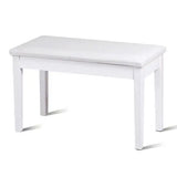 Solid Wood PU Leather Padded Piano Bench Keyboard Seat-Coffee-1