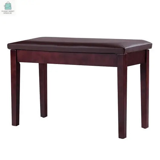Solid Wood PU Leather Padded Piano Bench Keyboard Seat-Coffee-12