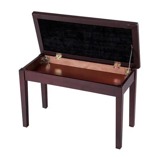 Solid Wood PU Leather Padded Piano Bench Keyboard Seat-Coffee-13