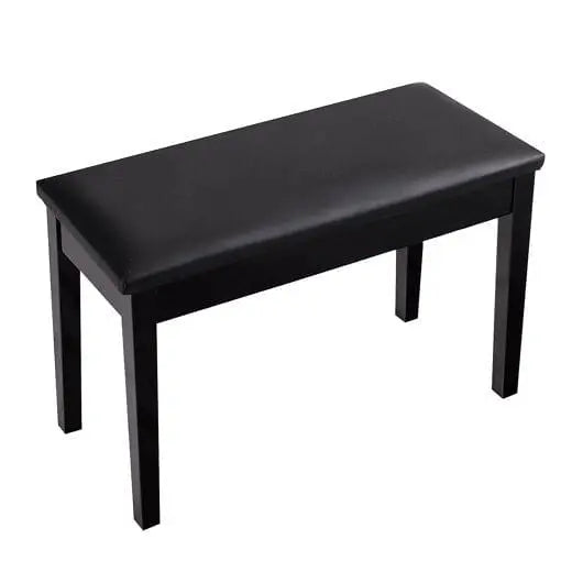 Solid Wood PU Leather Padded Piano Bench Keyboard Seat-Coffee-4