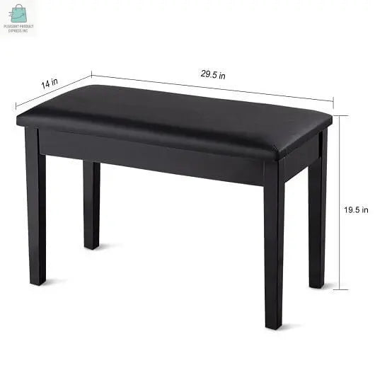 Solid Wood PU Leather Padded Piano Bench Keyboard Seat-Coffee-8