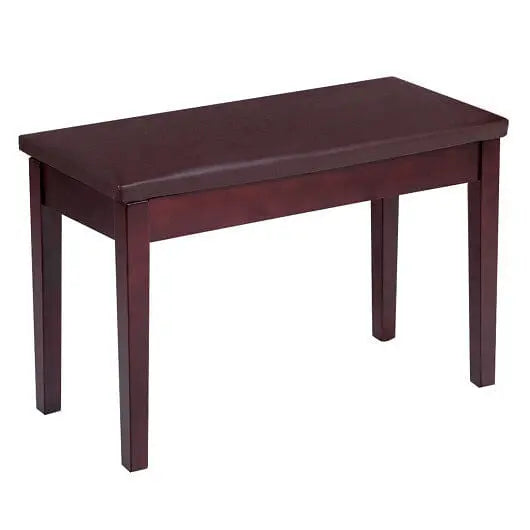 Solid Wood PU Leather Padded Piano Bench Keyboard Seat-Coffee-9